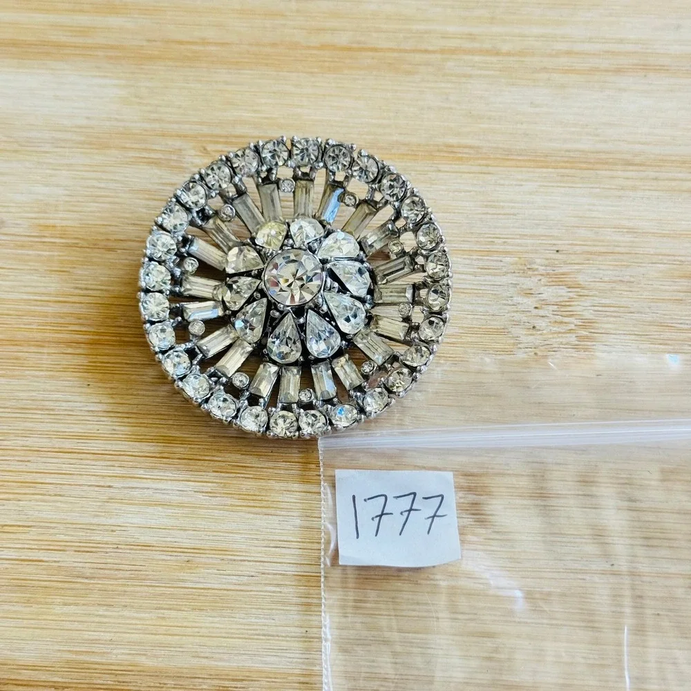VTG Art Deco Reinad Brooch Pin Crystal Baguettes‎ Marquise Jeweled Retro Silver